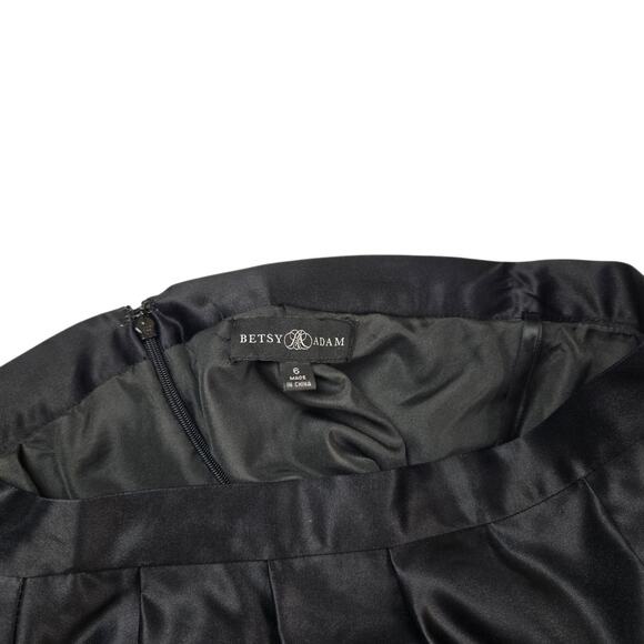 Betsy & Adam Satin Maxi Skirt Floral Size 6 Black Formal Garden Party - Picture 5 of 6